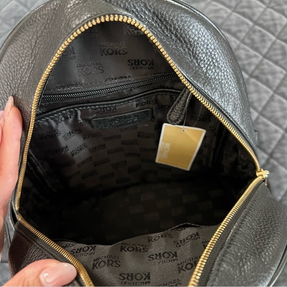 Michael Kors Backpack Women Studded Leather Backpack Black Gold Medium - Picture 11 of 13